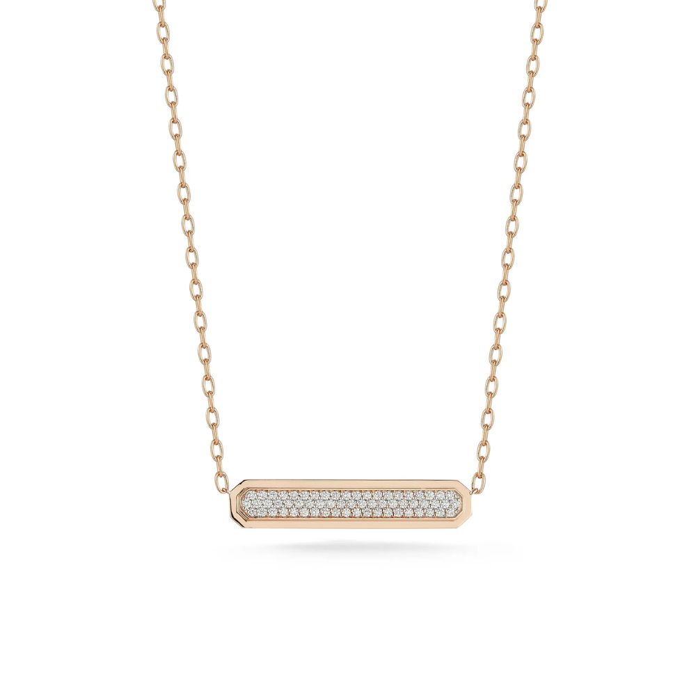 Walter's Faith 18k Rose Gold Carrington Diamond ID Bar Necklace